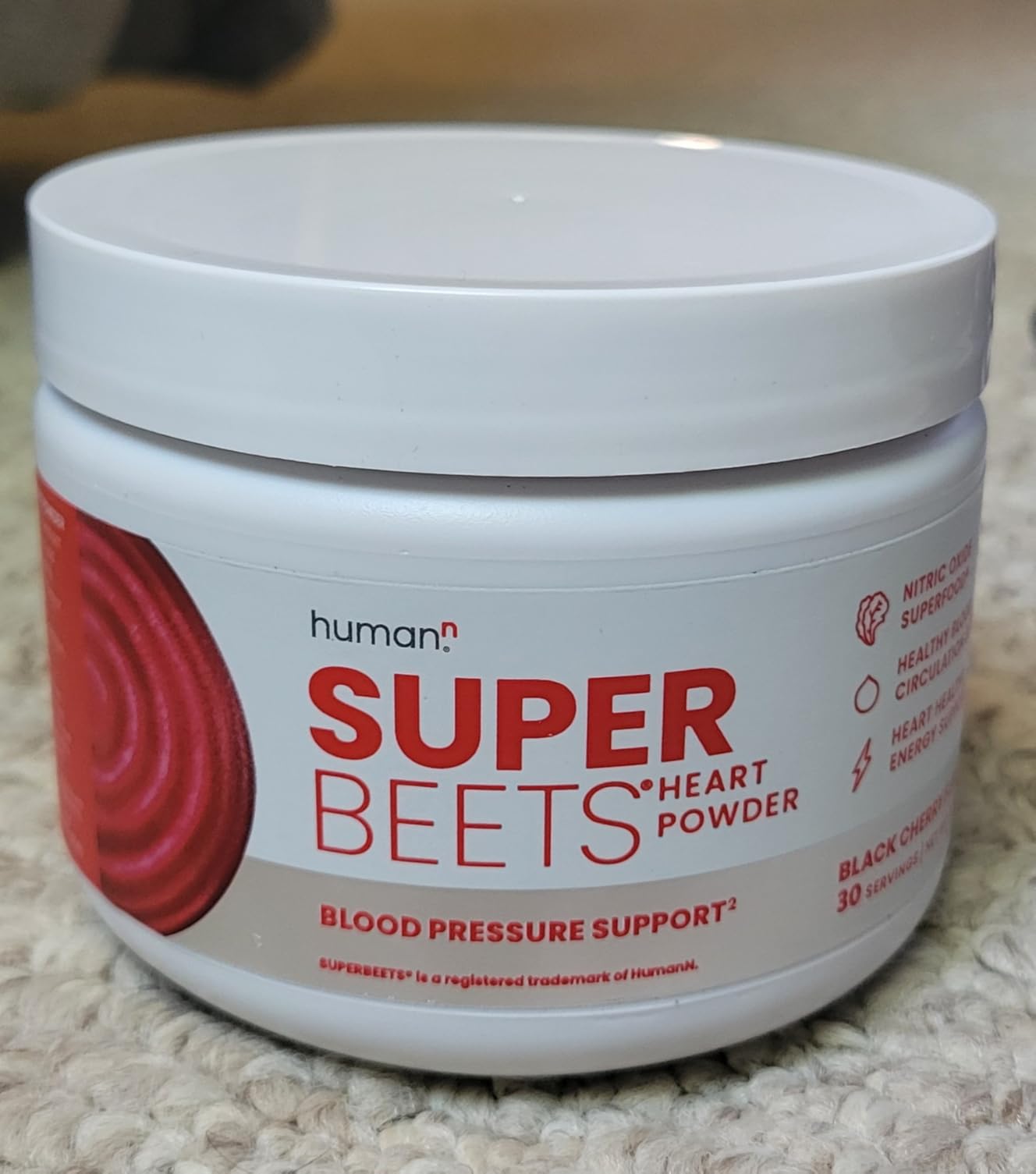 HumanN SuperBeets Beet Root Powder - Non-GMO Beetroot Superfood - Nitric Oxide Supplement for Heart Health, Circulation & Blood Pressure Support - Black Cherry, 30 Servings customer photo 2