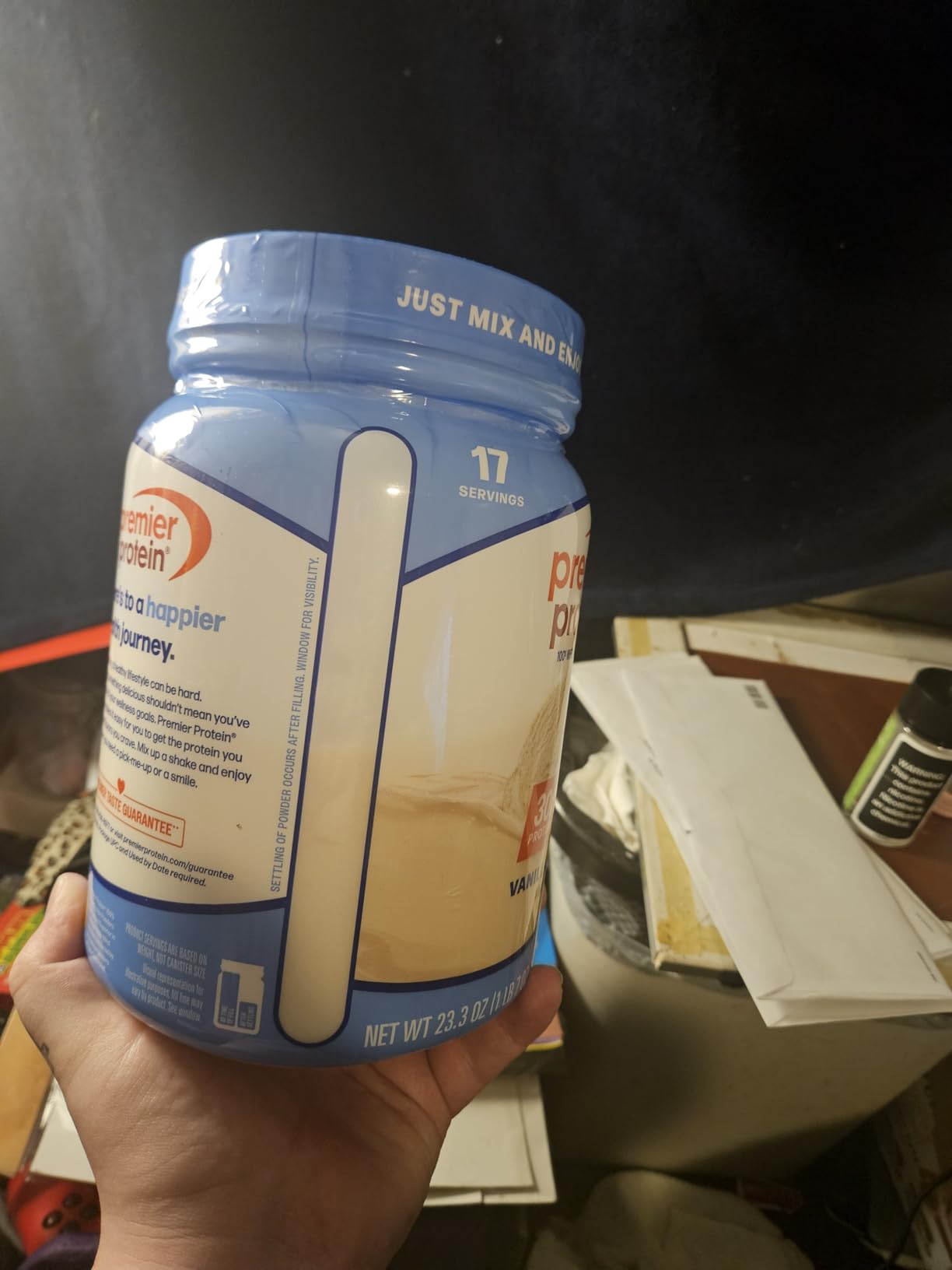 Premier Protein Powder, Vanilla Milkshake, 30g Protein, 1g Sugar, 100% Whey Protein, Keto Friendly, No Soy, Gluten Free, 23.3 oz (17 Servings) customer photo 1