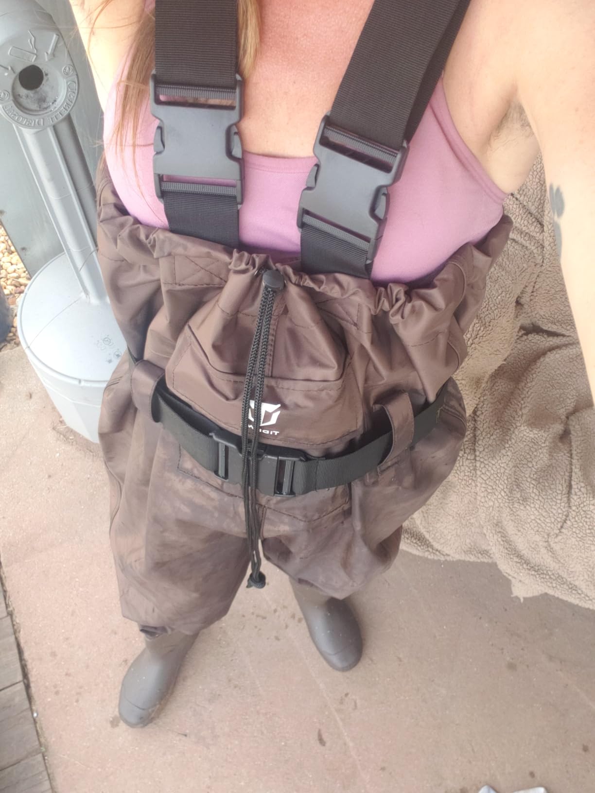 TIDEWE Bootfoot Chest Wader, 2-Ply Nylon/PVC Waterproof Fishing Hunting Waders with Boot Hanger for Men Women customer photo 1