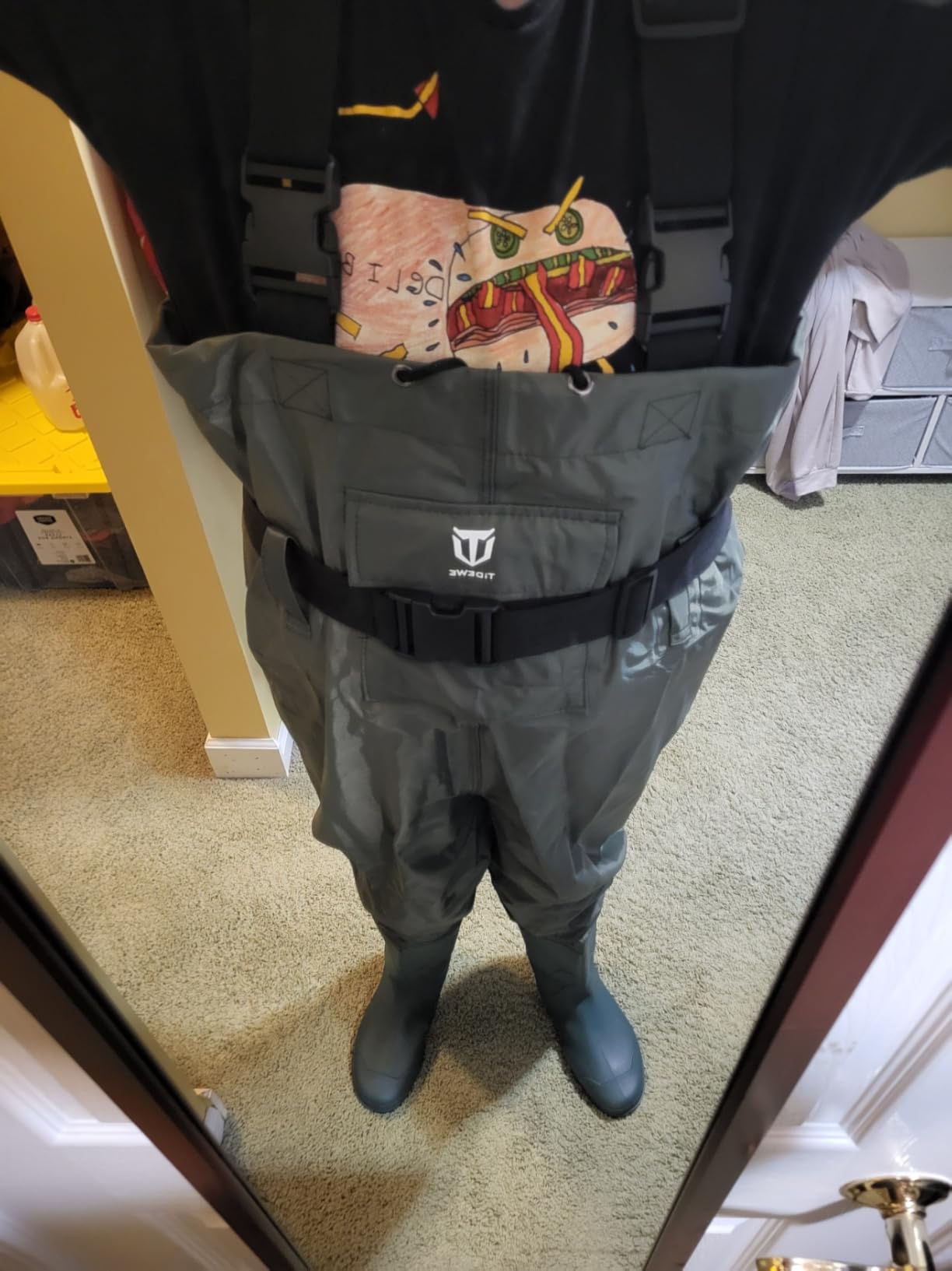 TIDEWE Bootfoot Chest Wader, 2-Ply Nylon/PVC Waterproof Fishing Hunting Waders with Boot Hanger for Men Women customer photo 2