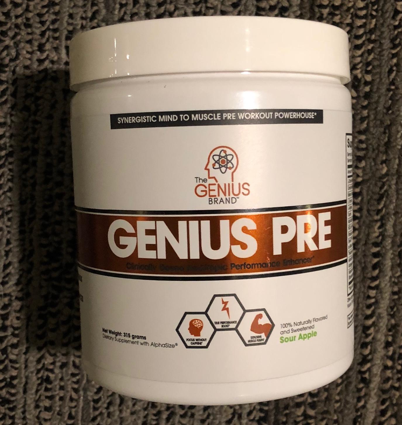 Genius Pre Workout Powder, Sour Apple - All-Natural Nootropic Pre-Workout & Caffeine-Free Nitric Oxide Booster Supplement with Beta Alanine & Alpha GPC - No Artificial Flavors, Sweeteners, or Dyes customer photo 1
