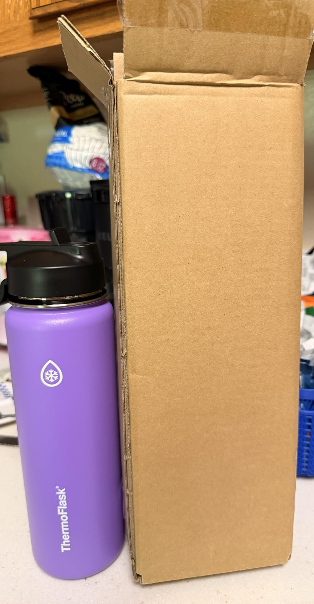ThermoFlask 24 oz Double Wall Vacuum Insulated Stainless Steel Water Bottle - Reusable with Leakproof Chug & Straw Lids - Keeps Drinks Cold 24 hr/Hot 12 hr customer photo 2