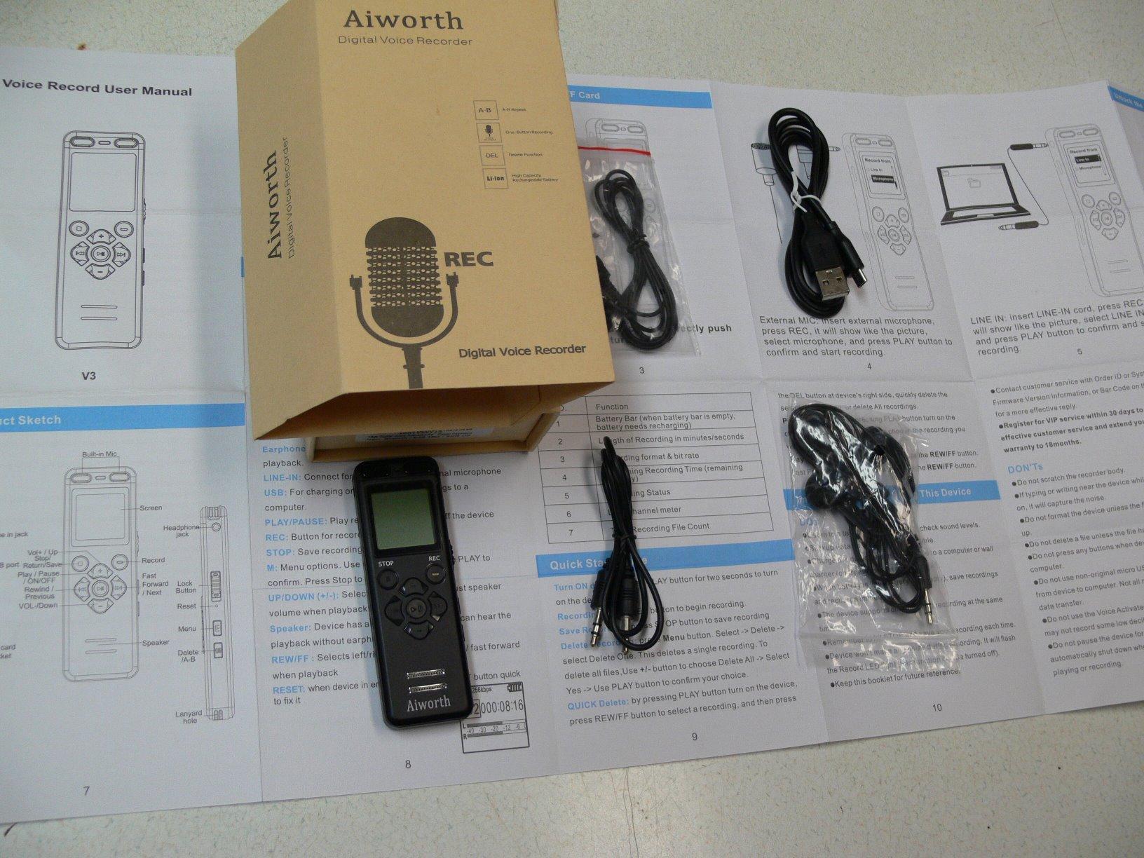 136GB Digital Voice Recorder Voice Activated Recorder for Lectures Meetings - aiworth 9860 Hours Sound Audio Recorder Dictaphone Recording Device with Playback,MP3 Player,Password,Variable Speed customer photo 2