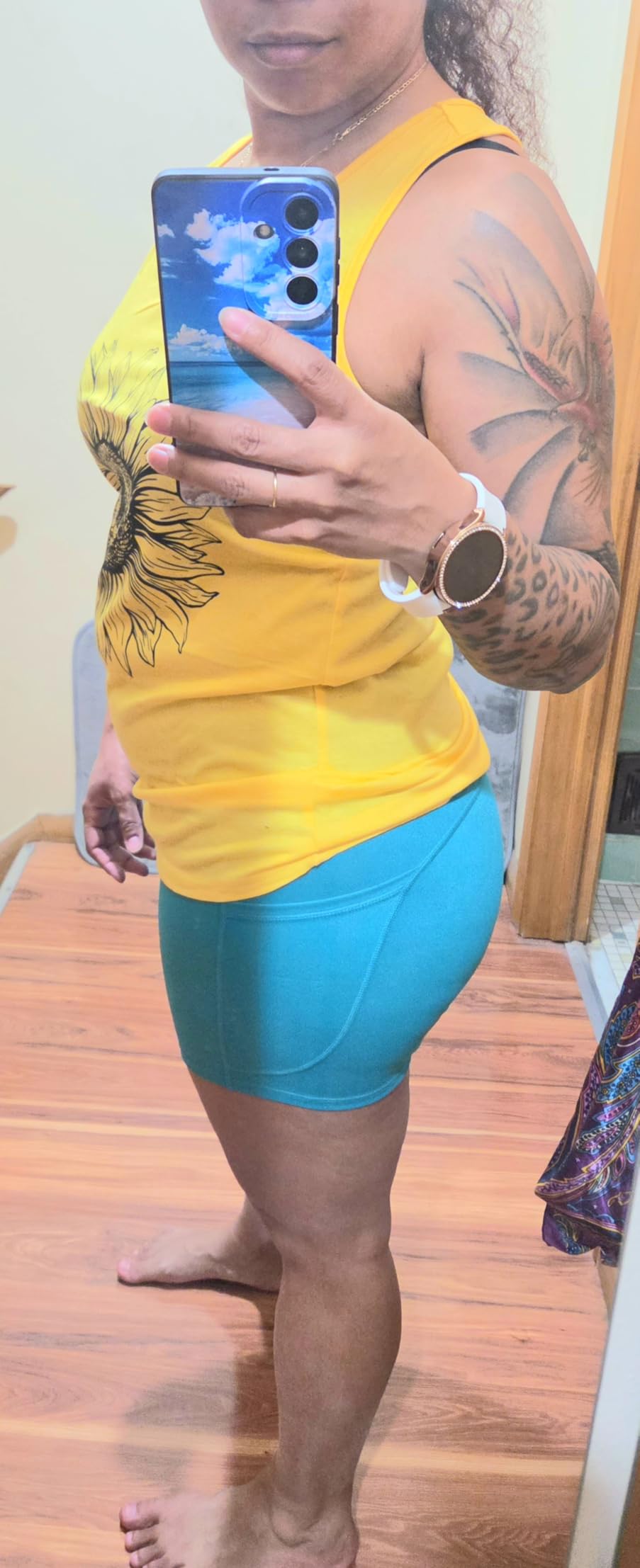 THE GYM PEOPLE High Waist Yoga Shorts for Women's Tummy Control Fitness Athletic Workout Running Shorts with Deep Pockets customer photo 2