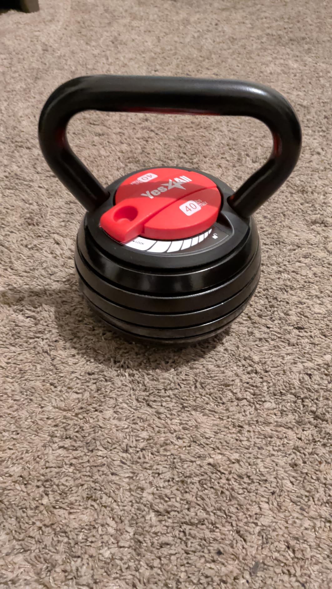 Yes4All Adjustable Kettlebell Set, 20-40 LB Weight Set, Solid Cast Iron Handle with Spacer Disks & Secure Lock, Space-Saving Kettlebell for Home Gym Strength Training, Black customer photo 1