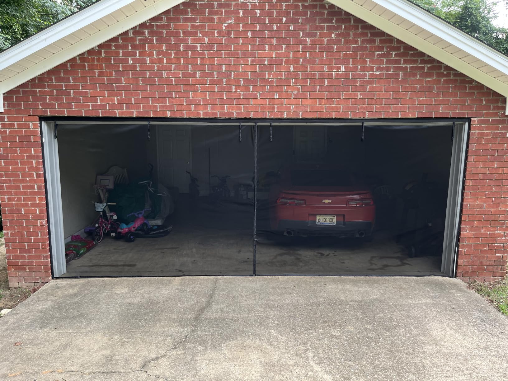 Sunolga Magnetic Garage Door Screen for 2 Car 16x7FT, Reinforced Polyester Magnetic Screen Door with 26 High Energy Magnets and 6 Strapping Tapes, Hands-Free Screen Door Mesh for Garage Door customer photo 1