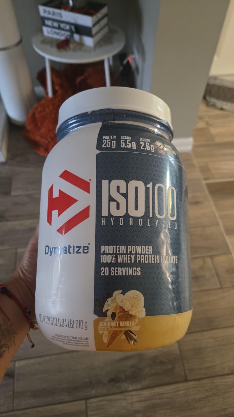 Dymatize ISO100 Whey Protein Powder Isolate, Gourmet Vanilla, 25g of Protein, 5.5g BCAAs, Less Than 120 Cal., Gluten Free, 1g Fat, 1g Sugar, 2g Carb (20 Servings) customer photo 2