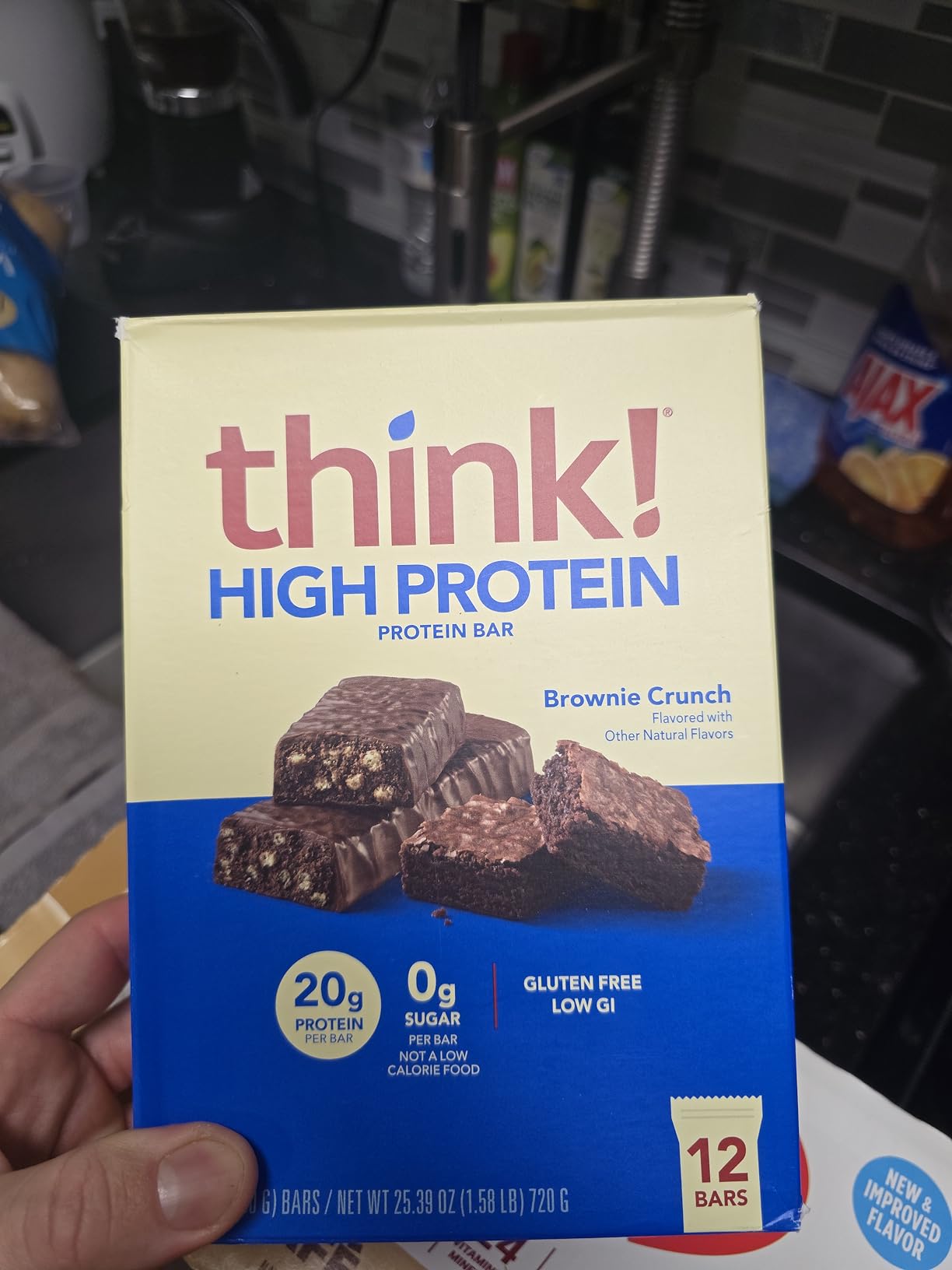 think! Protein Bars, High Protein Snacks, Gluten Free, Sugar Free Energy Bar with Whey Protein Isolate, Brownie Crunch, Nutrition Bars without Artificial Sweeteners, 2.1 Oz (12 Count) customer photo 1
