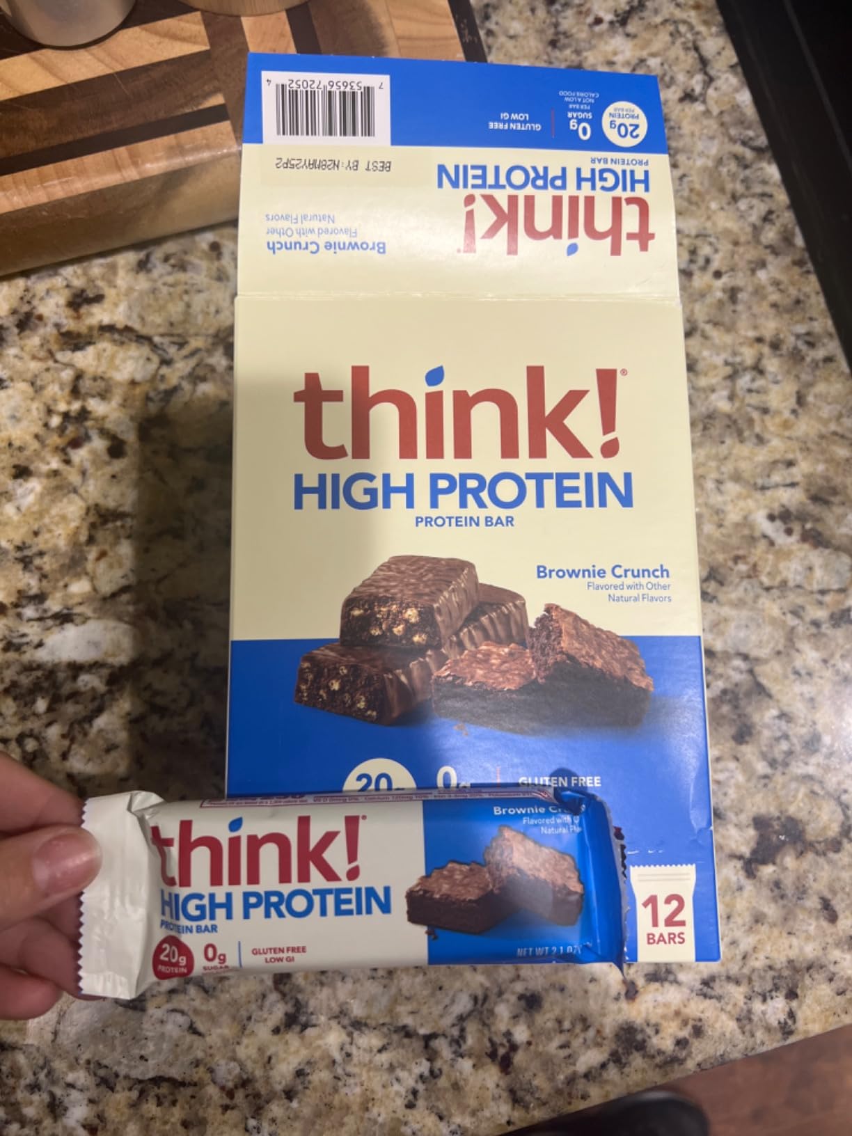 think! Protein Bars, High Protein Snacks, Gluten Free, Sugar Free Energy Bar with Whey Protein Isolate, Brownie Crunch, Nutrition Bars without Artificial Sweeteners, 2.1 Oz (12 Count) customer photo 2