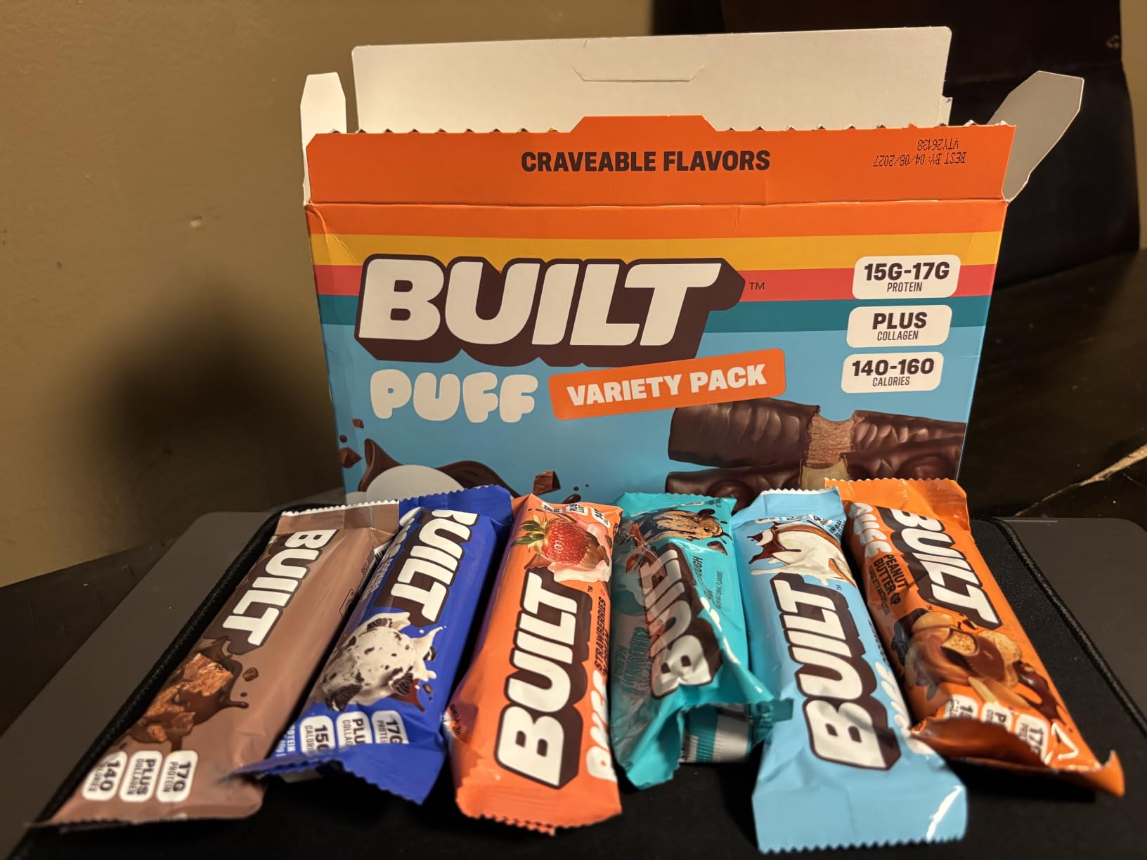 BUILT Bar Puff Protein Bars - Variety Pack - 15-17g Protein Snack Bars with Collagen - Calorie Conscious & Gluten Free - 12 Count customer photo 1
