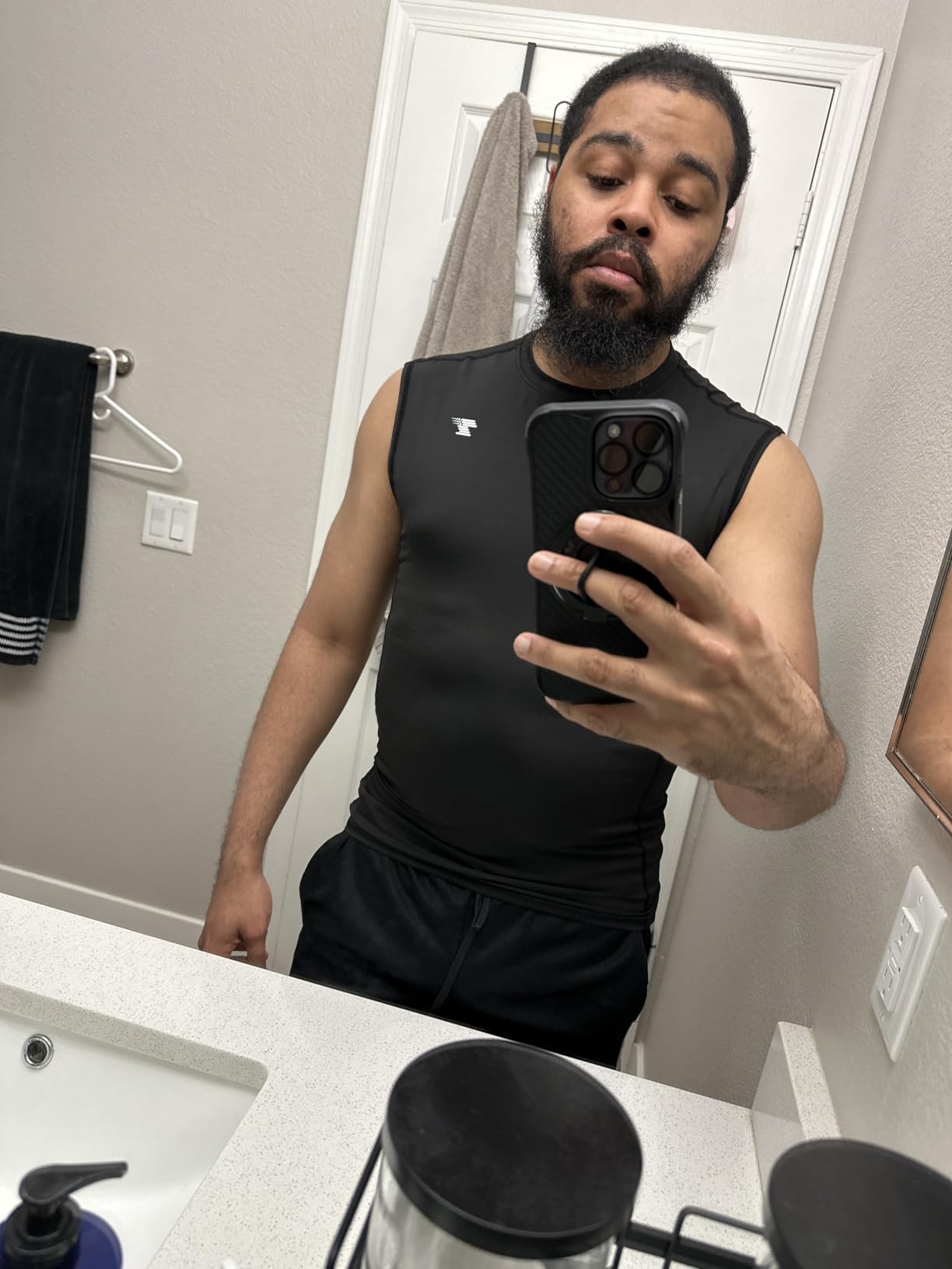 5 Pack Men's Athletic Compression Shirts Sleeveless Workout Tank Top Sports Base Layer Running Basketball customer photo 2