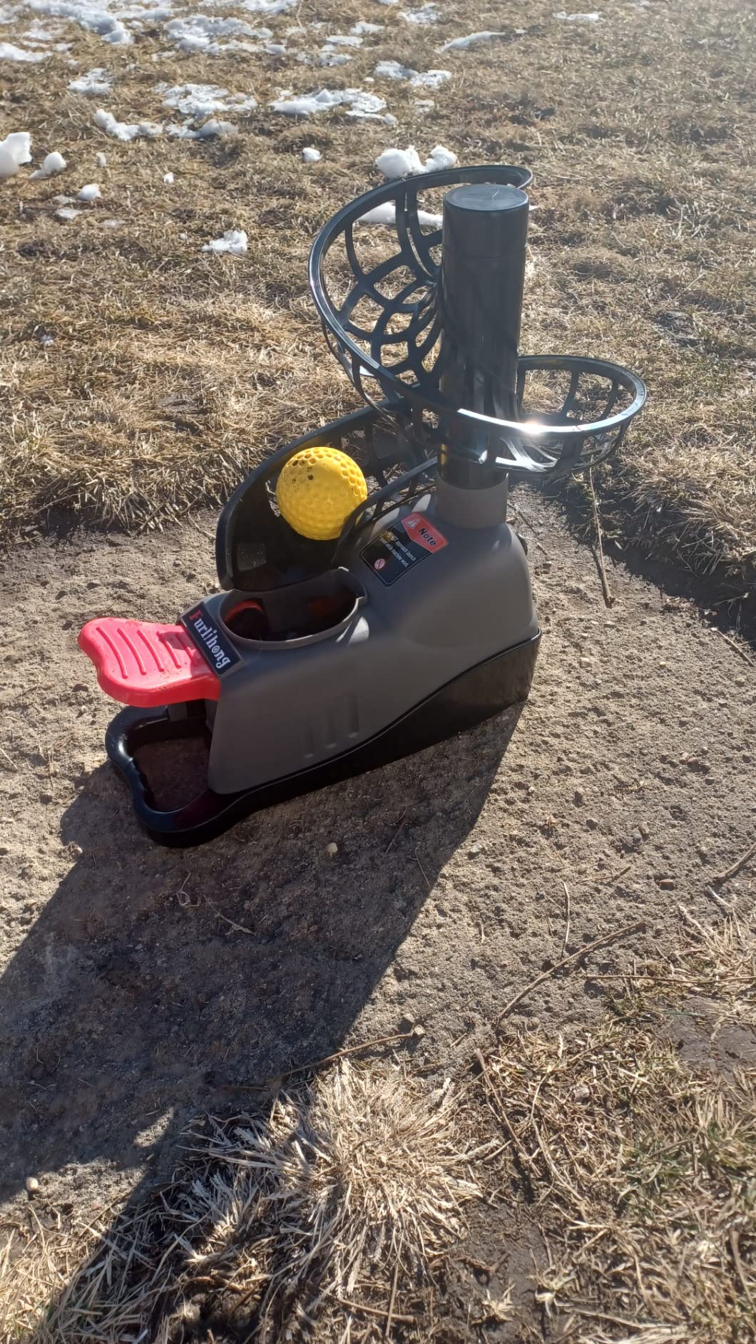 Furlihong 898BH Baseball Soft Toss Machine, Angle Adjustable, Step On Paddle and Release to Launch, No Power Supply Needed, Works with Regulation Baseball customer photo 1
