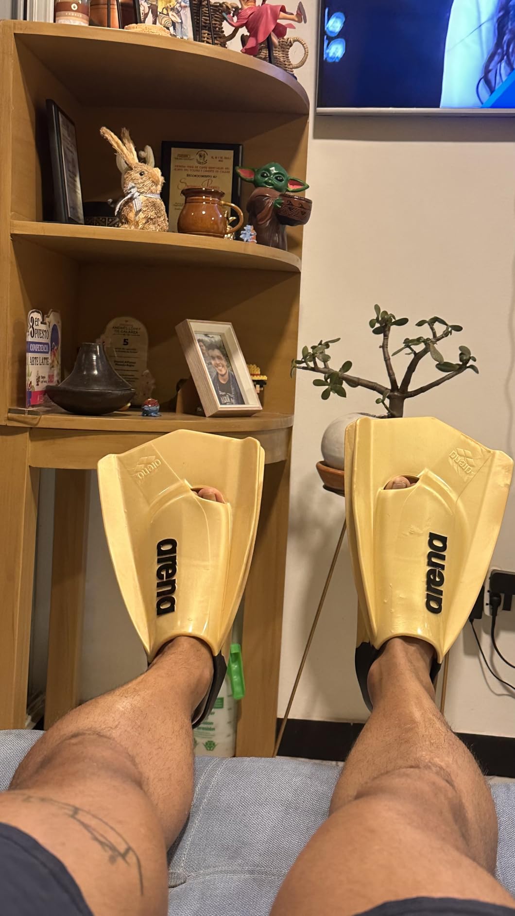 Arena Unisex Adult Powerfin Pro II Swim Training Fins Men and Women Silicone Short Blade Flippers Left-Right Customized, Sizes 4.5-13.5 customer photo 2
