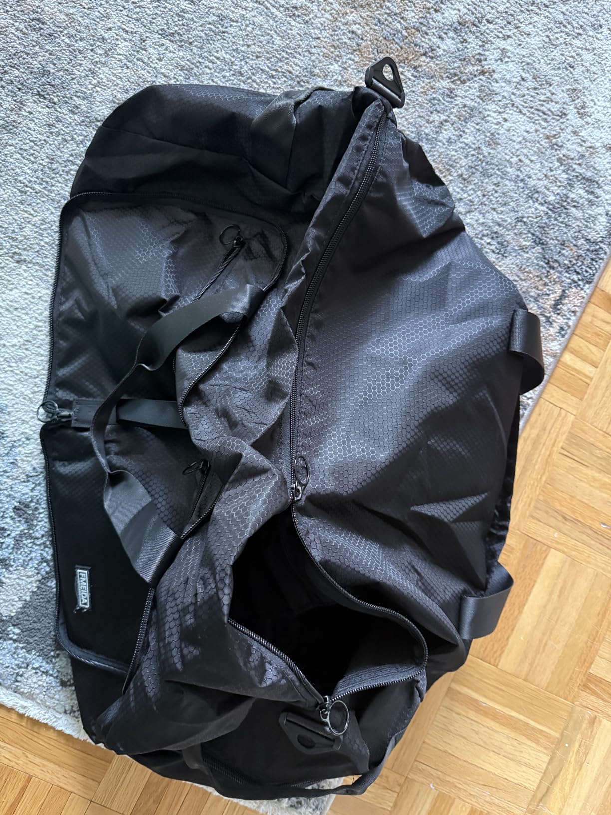 Fmeida 65L Duffle Bag with Shoes Compartment, Foldable Travel Duffel Bags for Men Women, Large Packable Travel Bag Water Repellent & Tear Resistant (Black) customer photo 2