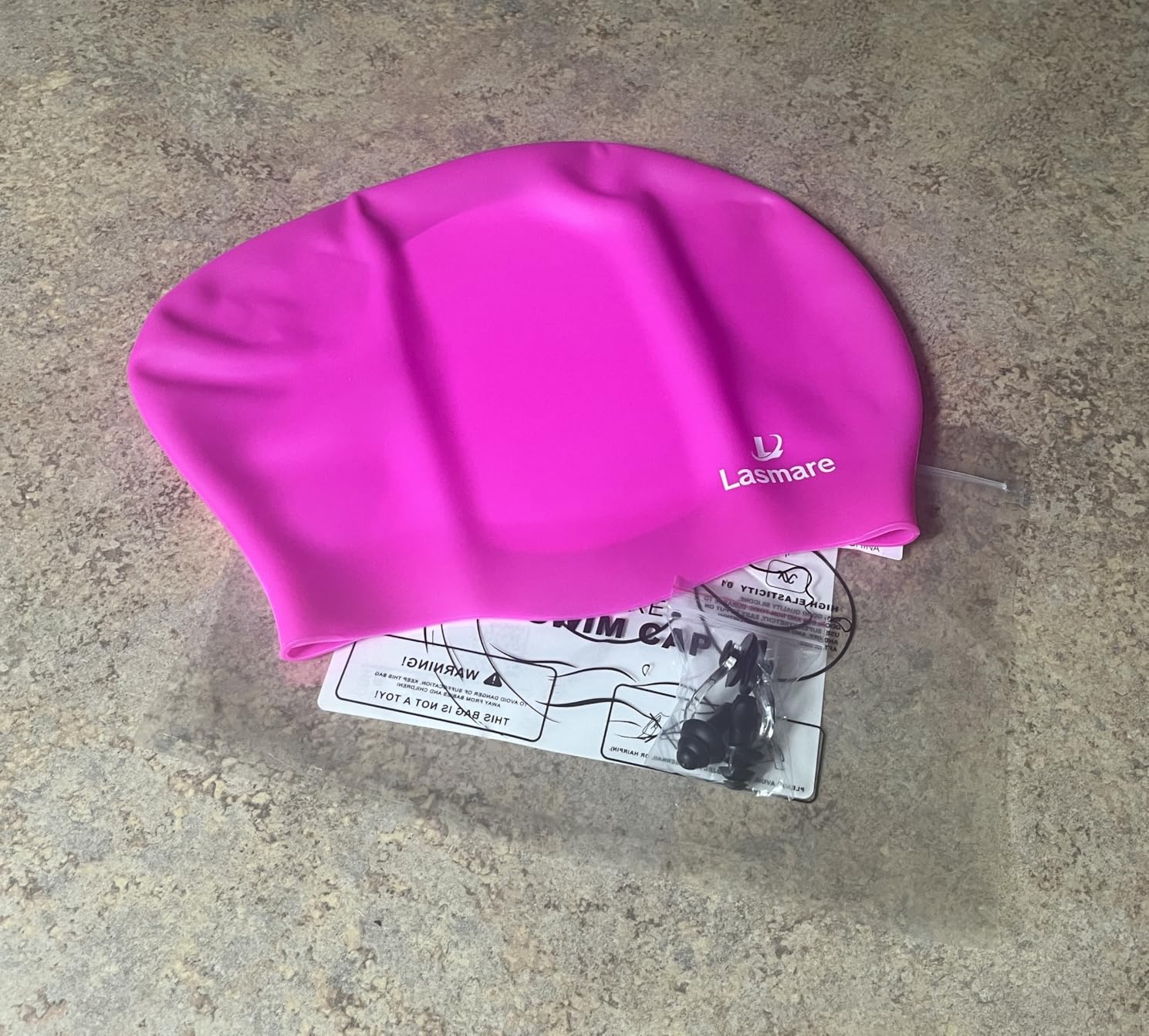 Large Long Hair Swim Cap with Extra Room for Women Men, Silicone Swimming Cap for Long Thick Hair with Ear Plugs Nose Clip Set, Adult Waterproof Swim Hats Bathing Caps to Keep Hair Dry customer photo 2