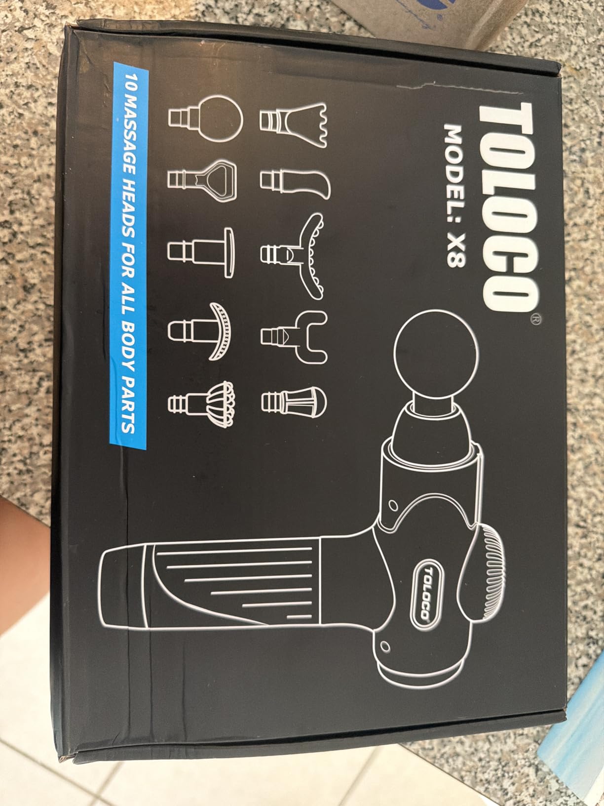 TOLOCO Massage Gun Deep Tissue, Percussion Massage Gun with 10 Replacement Heads, Super Quiet Portable Electric Massager for Athletes, Black customer photo 1