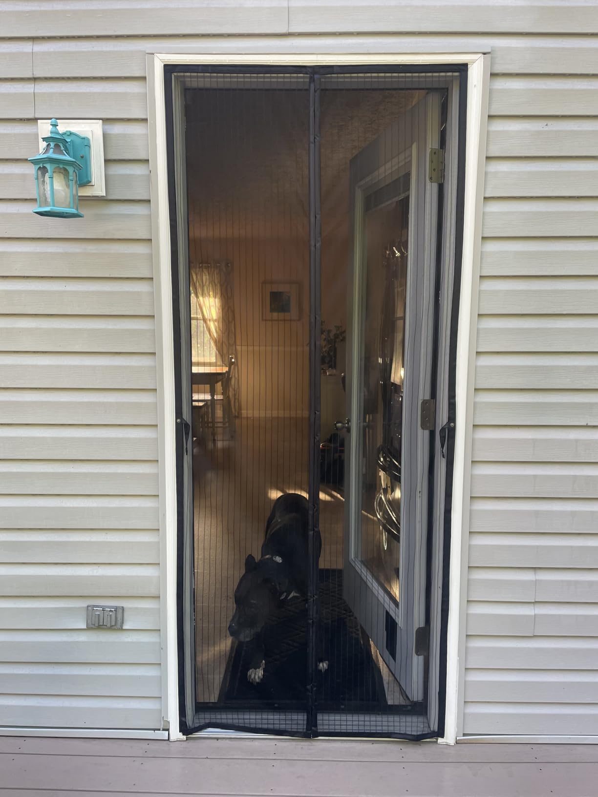 AUGO Garage Door Screen Magnetic Closure - Garage Screen Doors for 1 Car Garage Pull Down - Magnetic Screen Door Mesh - Heavy Duty Weighted Bottom - Pet & Kid Friendly - Keep Open Feature - 9' x 7' customer photo 2