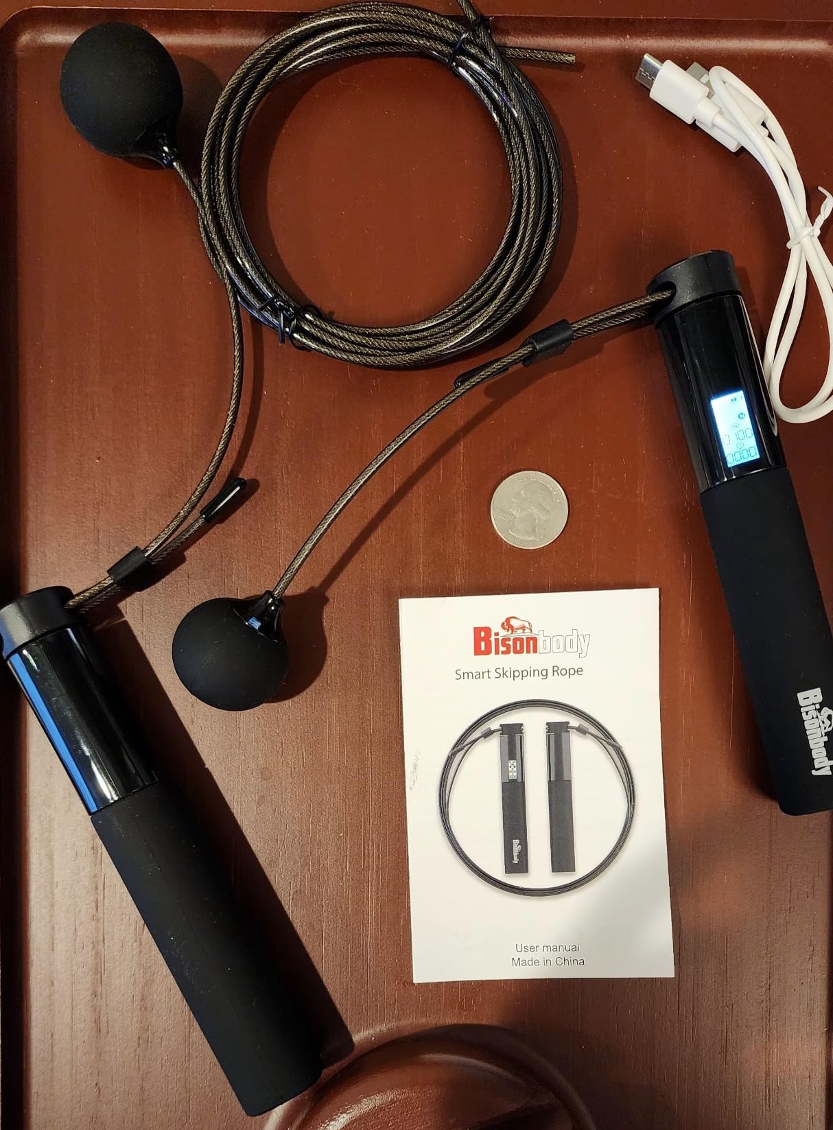 Smart Jump Rope with Counter & Bluetooth App, 2 in 1 Skipping rope with 3m Classic Cord for Traditional Jumping and Cordless Option, Tangle-free design for Home & Gym Workout (Black) customer photo 2