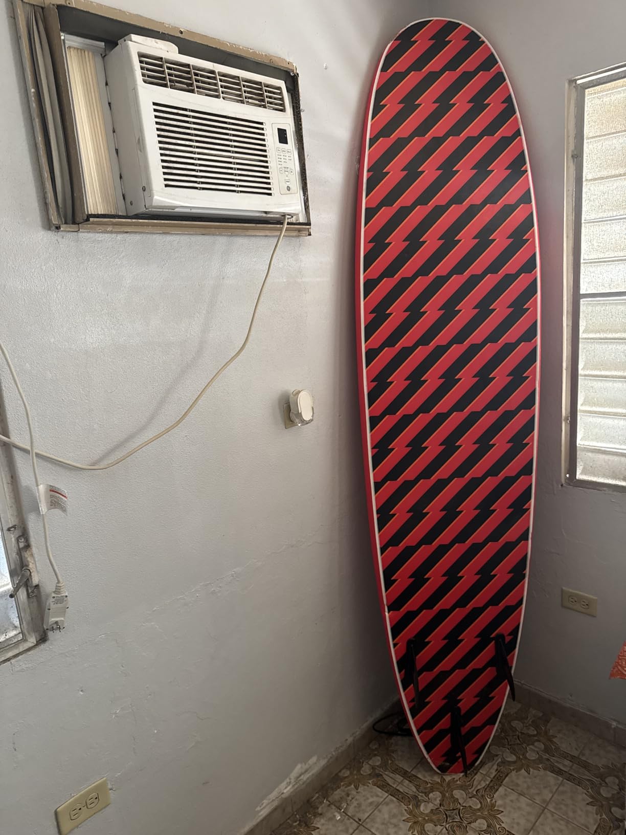 Bloo Tide 8ft Surfboard Soft top Red with Blue Wavizm Design Bottom Graphic customer photo 1