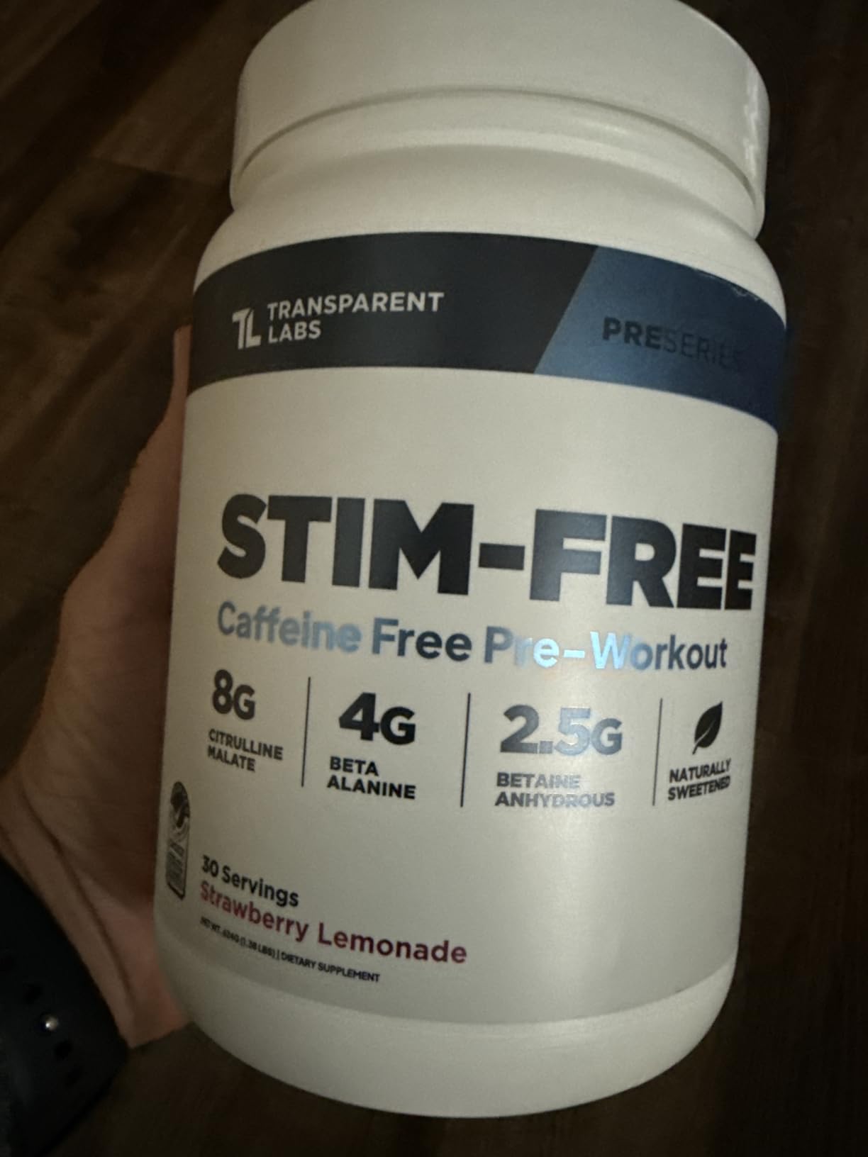 Transparent Labs Stim-Free Pre-Workout - Caffeine & Stim Free Pre Workout Powder for Men and Women with Beta Alanine Powder, Citrulline Malate, & elevATP - 30 Servings, Strawberry Lemonade customer photo 1