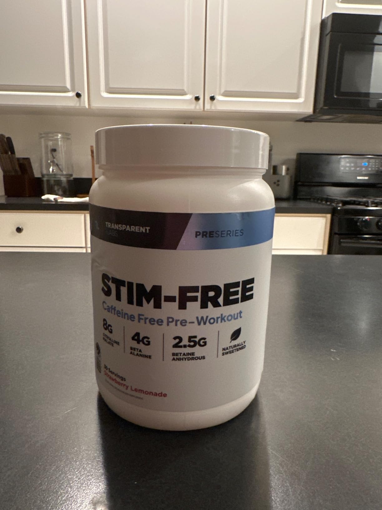 Transparent Labs Stim-Free Pre-Workout - Caffeine & Stim Free Pre Workout Powder for Men and Women with Beta Alanine Powder, Citrulline Malate, & elevATP - 30 Servings, Strawberry Lemonade customer photo 2
