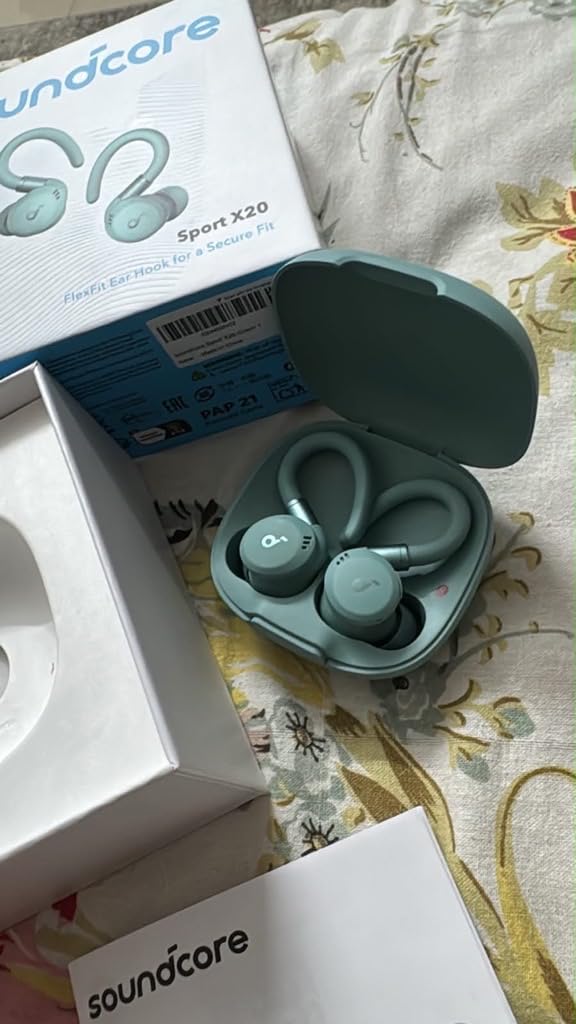 Soundcore Sport X20 by Anker, True-Wireless Workout Earbuds, Rotatable and Extendable Ear Hooks, Noise Cancelling, Deep Bass, IP68 Waterproof, Sweatproof, Dustproof, 48H Play, Sport Earbuds for Gym customer photo 2