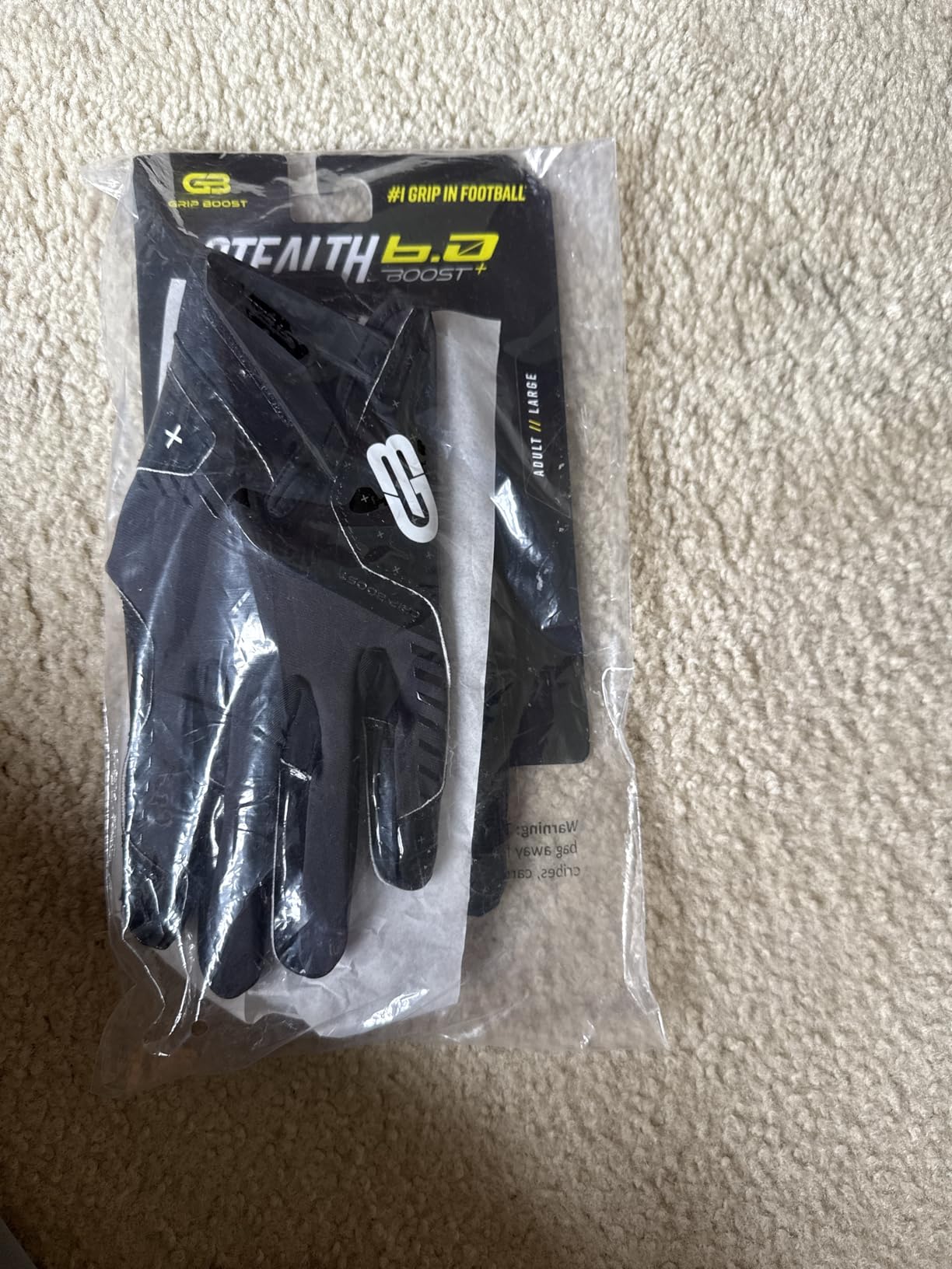 Grip Boost Football Gloves - Solid Stealth 6.0 Boost Plus Sticky Technology - Adult and Youth Football Gloves for Wide Receiver customer photo 1