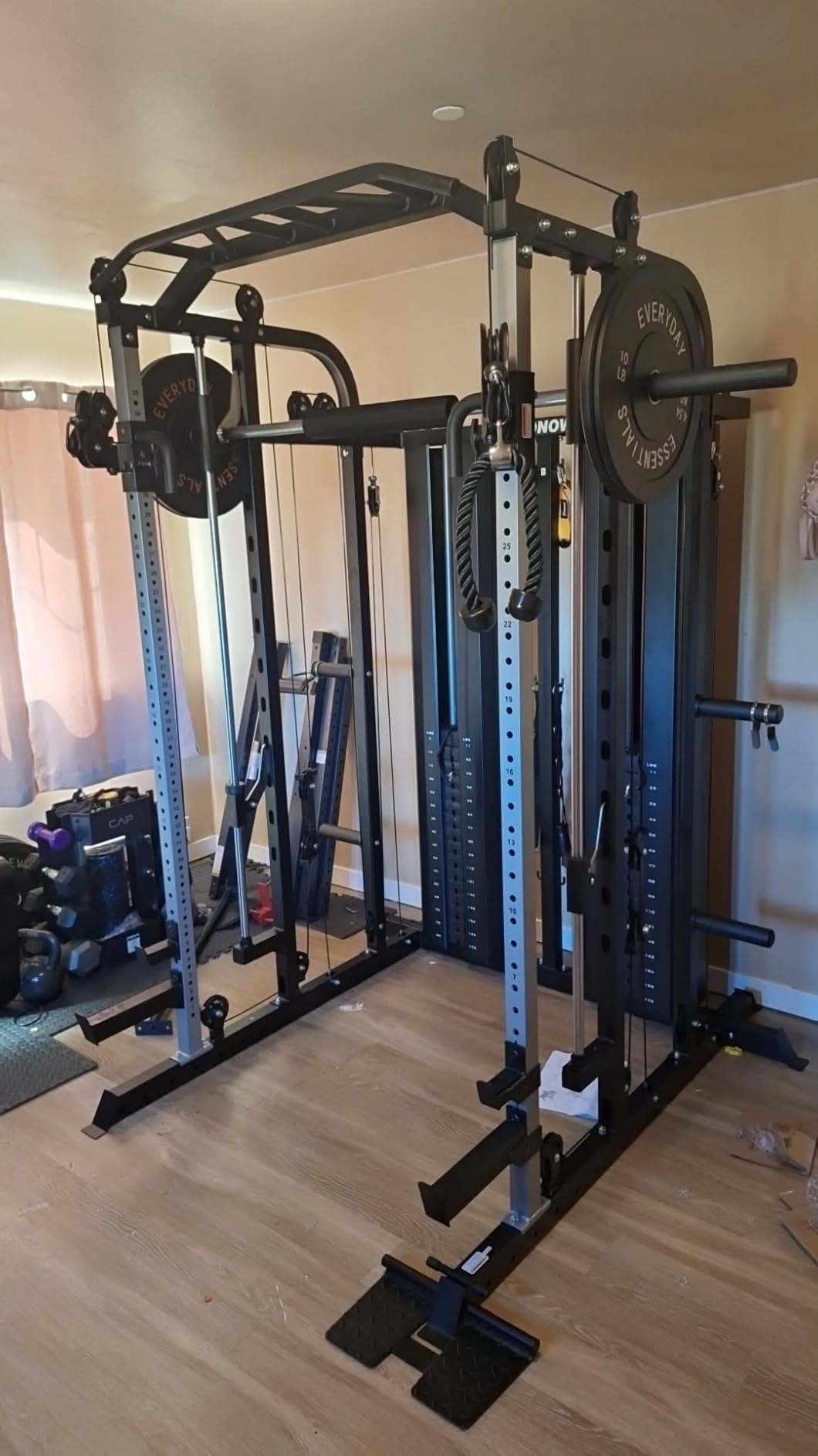 DONOW Smith Machine with Weight Stacks, Multi Function Home Gym System Training Power Cage Squat Rack Dual Cable Crossover Machine All in One customer photo 1