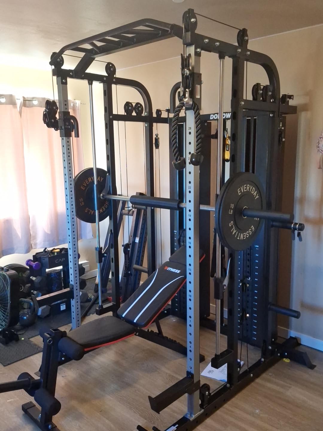 DONOW Smith Machine with Weight Stacks, Multi Function Home Gym System Training Power Cage Squat Rack Dual Cable Crossover Machine All in One customer photo 2