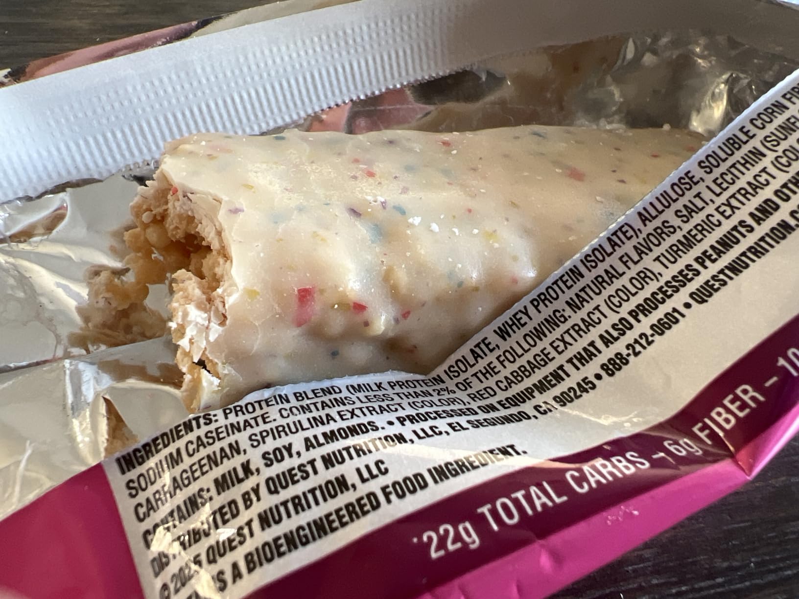 Quest Nutrition Crispy Birthday Cake Protein Bar, 17g Protein, 1g Sugar, 2g Net Carbs, Gluten Free Protein Snack, Keto Friendly, 12 Count customer photo 2