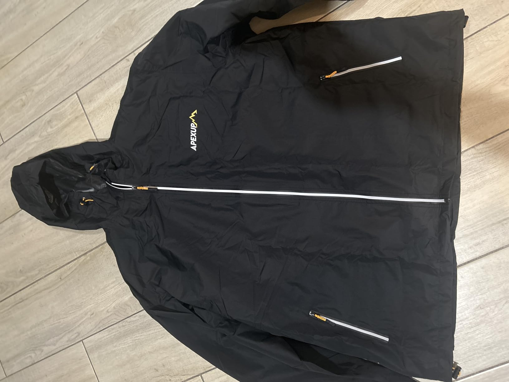 APEXUP Packable Rain Jacket Men with Reflective Zipper, Lightweight Waterproof Raincoat, Mens Rain Jacket for Outdoor Sports customer photo 2