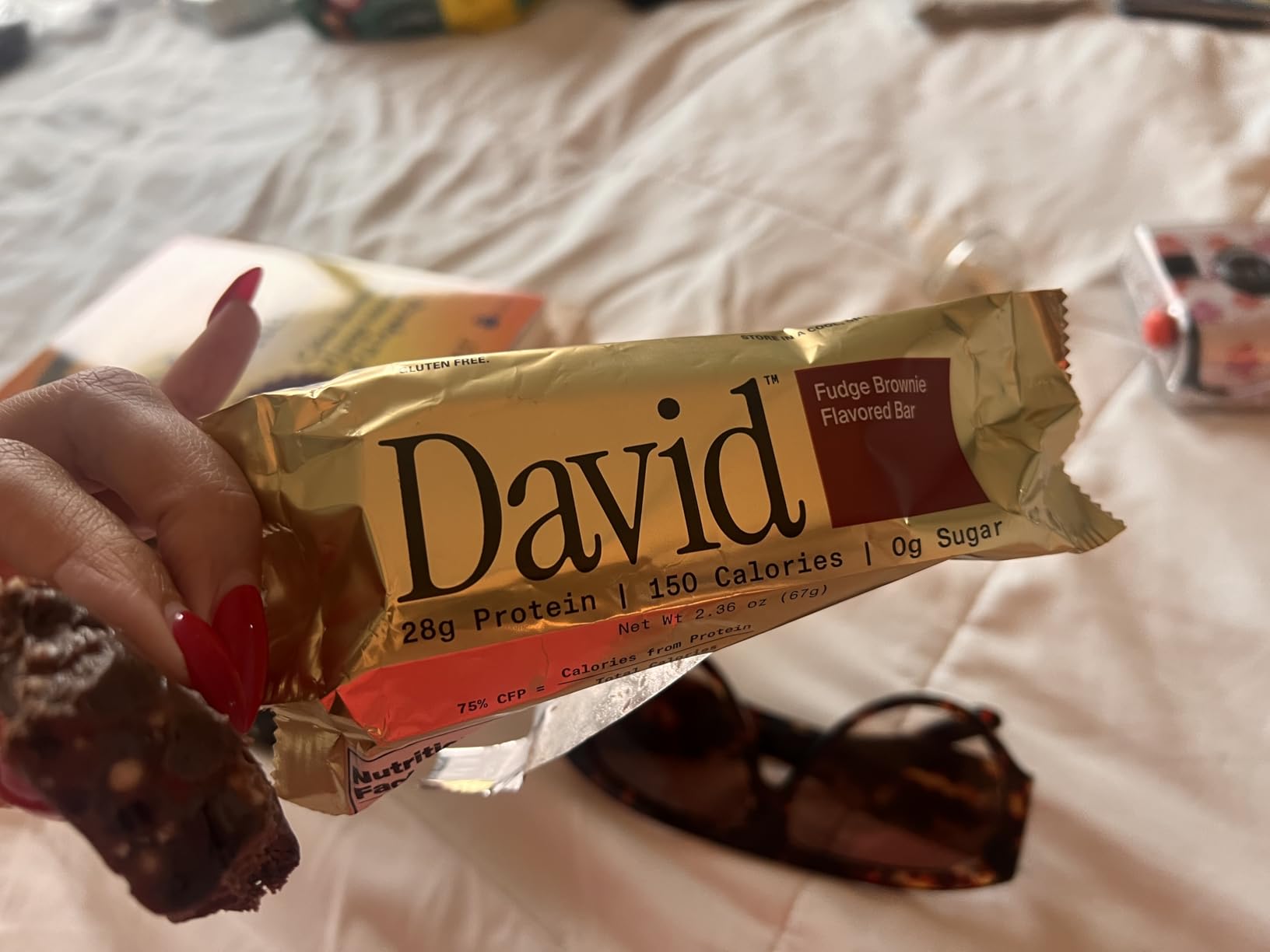 David High Protein Bars - 0g of Sugar, Low Carb, Gluten Free - 28g of Protein, 150 Calories - On-The-Go Snack - Fudge Brownie Flavor, Pack of 12 customer photo 2