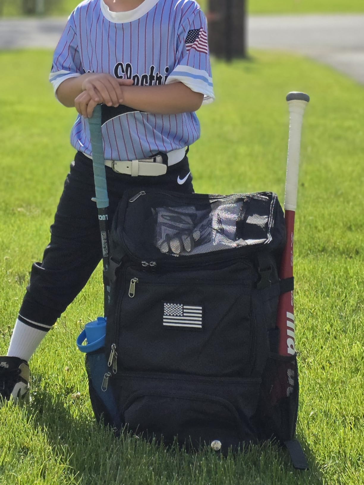 RAINSMORE Baseball Backpack, Lightweight Softball Bag with Shoe Compartment Baseball Bag for Youth & Adult Softball Bat Bag with Fence Hook Helmet Holder Sports Backpack for T-Ball customer photo 1
