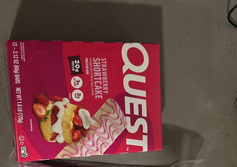 Quest Nutrition Protein Bars, Strawberry Shortcake, 20g Protein, 2g Sugar, 3g Net Carbs, 10g Fiber, Gluten Free, 12 Count customer photo 2