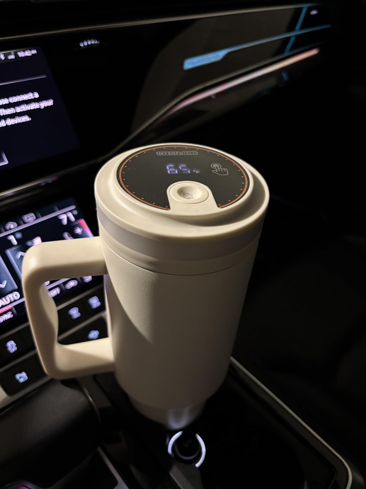 Water Reminder Water Bottle, USB-C Rechargeable, RGB LED Lights Around the Lid, 40oz, Insulated Stainless Steel, Ideal Gift for Family and Friends (Almond Birch) customer photo 1