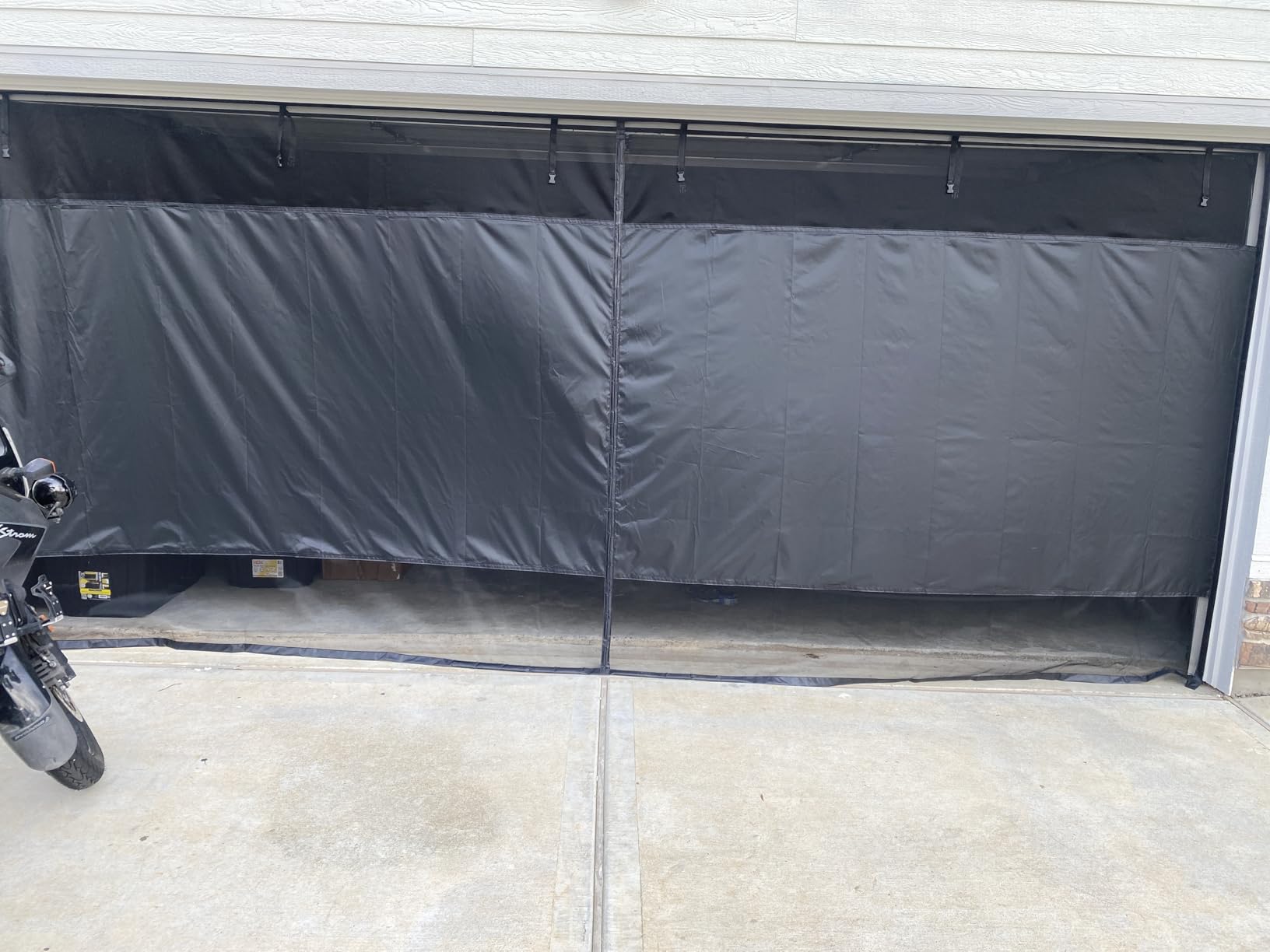 Privacy Garage Door Screen Blackout for 2 Car Garage-16x7FT Magnetic Garage Screen, 9.6LB Heavy Duty Thicker 265g/㎡ Mesh, Hands Free, Magnetic Privacy Garage Screen Door (Black, 16 * 7FT) customer photo 1