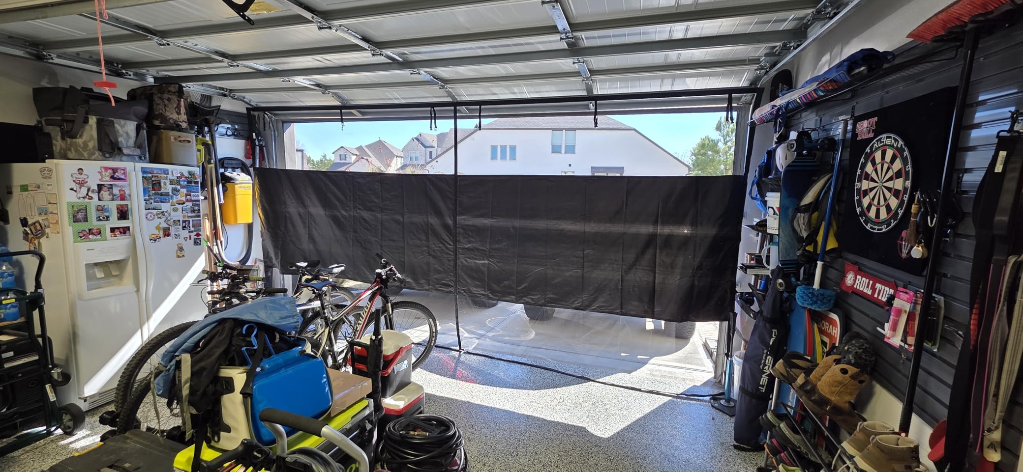 Privacy Garage Door Screen Blackout for 2 Car Garage-16x7FT Magnetic Garage Screen, 9.6LB Heavy Duty Thicker 265g/㎡ Mesh, Hands Free, Magnetic Privacy Garage Screen Door (Black, 16 * 7FT) customer photo 2