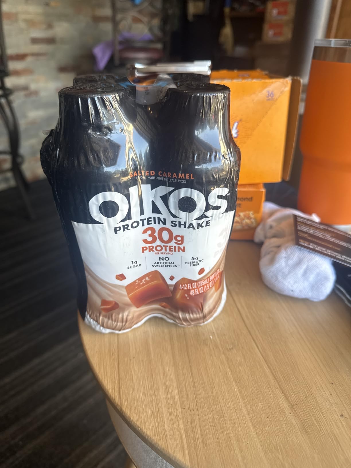 Oikos Protein Shake, Salted Caramel, 30g High Protein Drinks, Shelf Stable, Ready to Drink, 5g Prebiotic Fiber, 12 fl oz Bottle, 12 Count customer photo 2