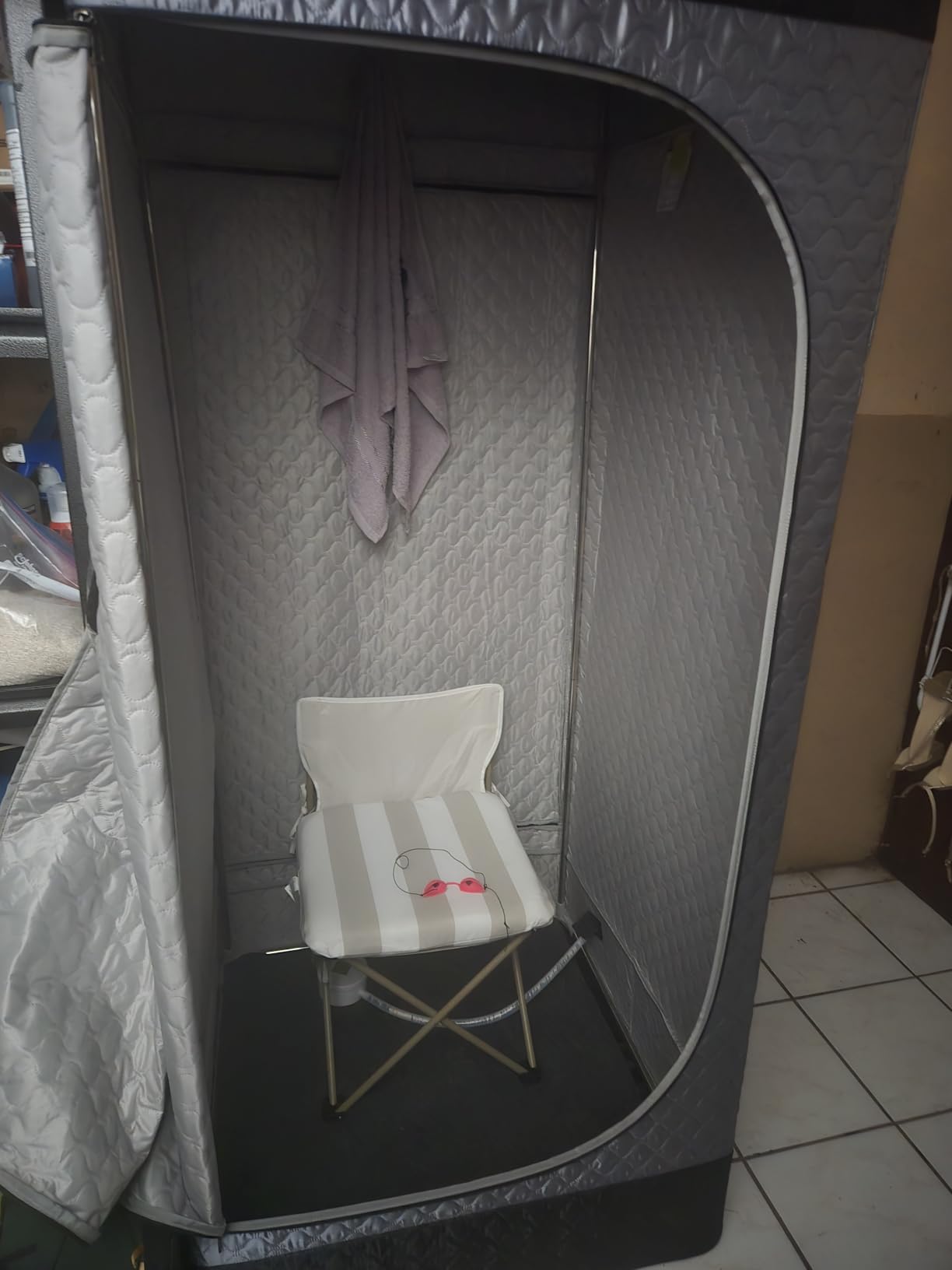Portable Infrared Sauna Box for Home, Steam Sauna Tent with 660nm & 850nm Red Light Therapy, 3L 1200W Steamer, Oversized Folding Chair, 9 Heat Levels & 99-Min Timer for Home Spa Relaxation customer photo 1