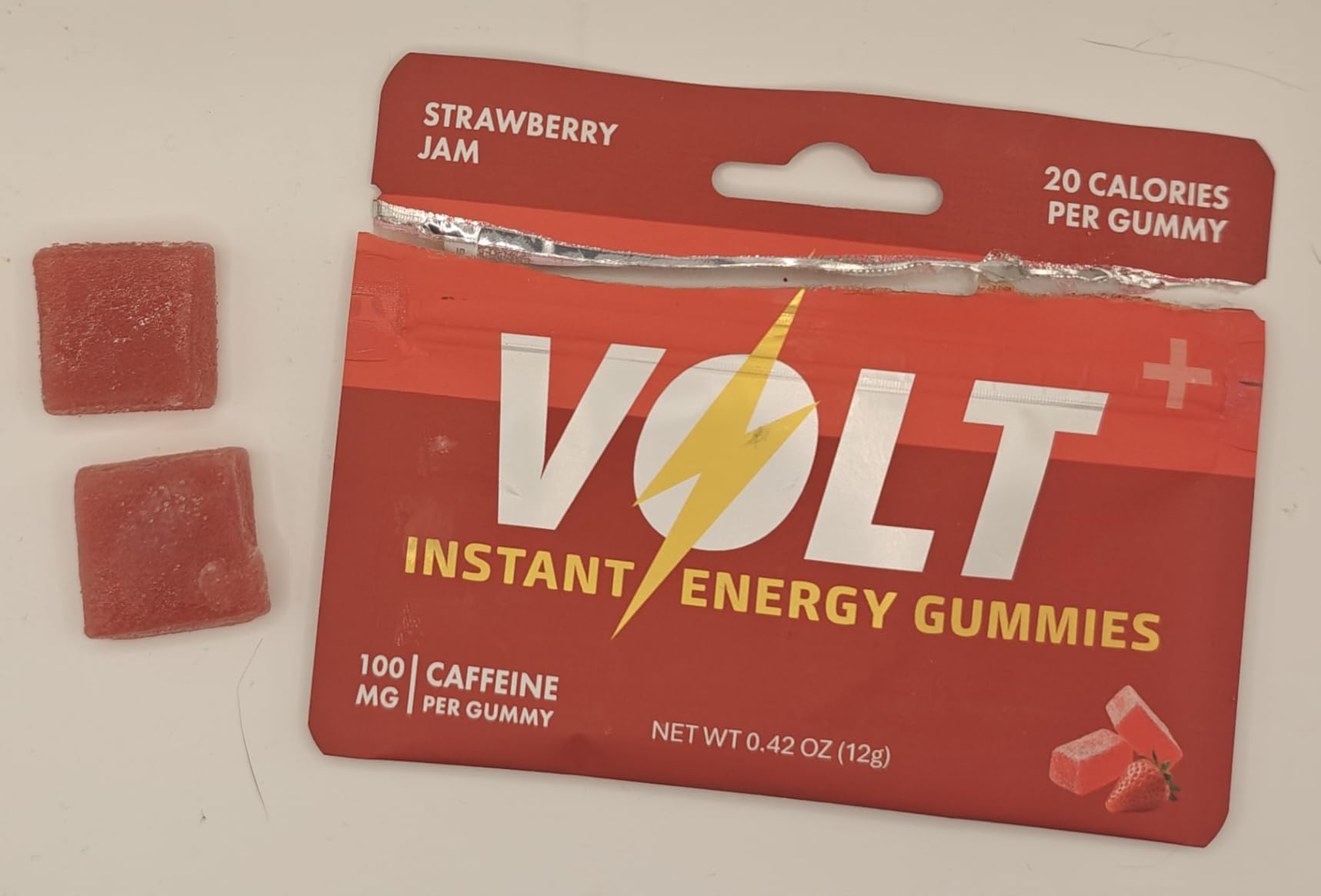 Volt Instant Energy Gummies - 100mg Caffeine per Gummy - Fast-Acting Fuel for Workout, Race + Study - Energy Drink Alternative - Caffeine Chews for Women & Men - Made in USA - Strawberry Jam - 12 Pack customer photo 2