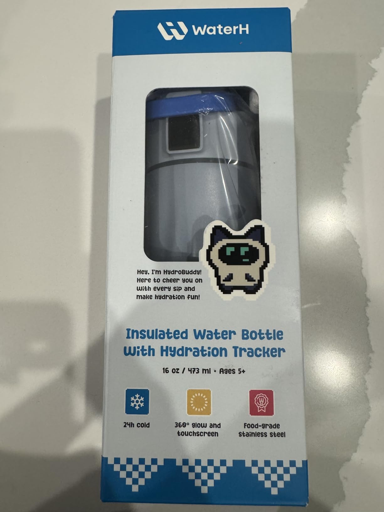 WATERH BOOST Kids Smart Water Bottle with Reminder & Tracker, 16oz | BPA-Free, Vacuum Insulated Stainless Steel, 24H Cold & 12H Hot, DIY Fridge Magnets, Rubber Base customer photo 1