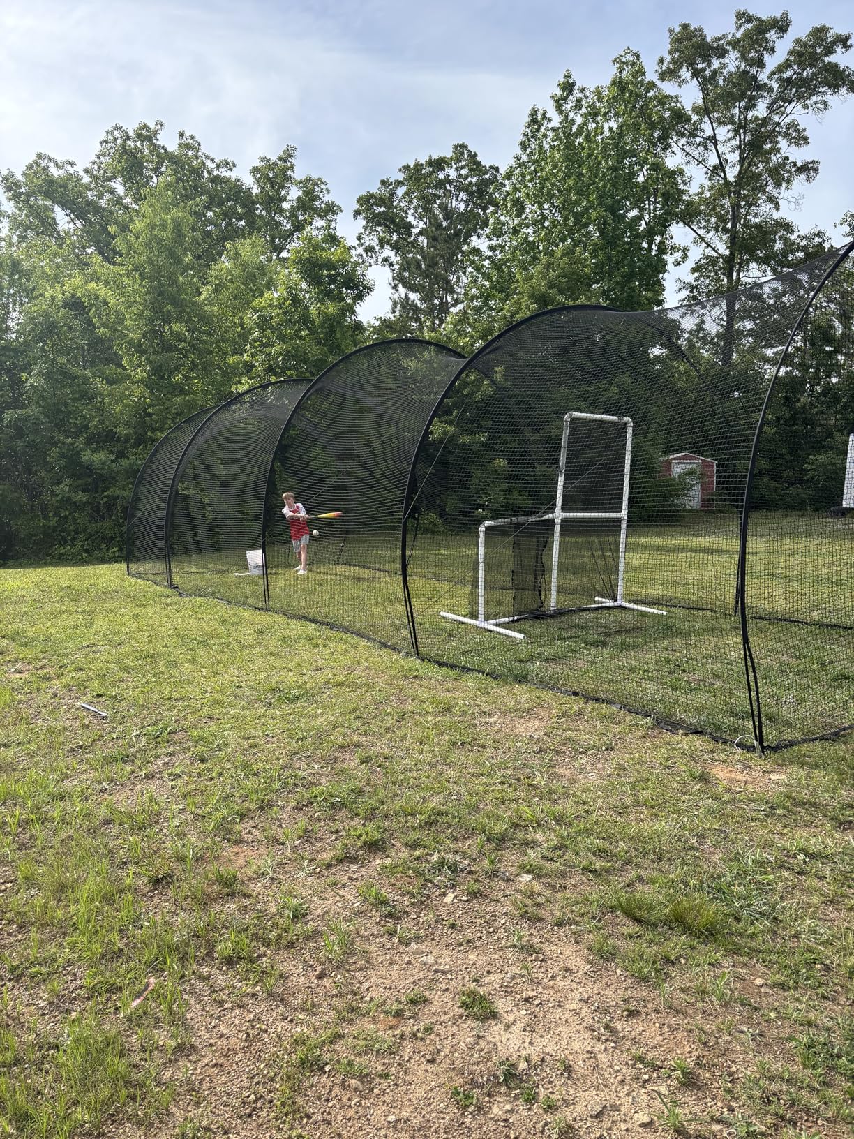 VEVOR Baseball Batting Cage,Professional Softball Baseball Batting Hitting Training Net,Heavy Duty Enclosed PE Practice Portable Pitching Cage Net&Carry Bag,for Backyard,Field,Indoor&Outdoor customer photo 1