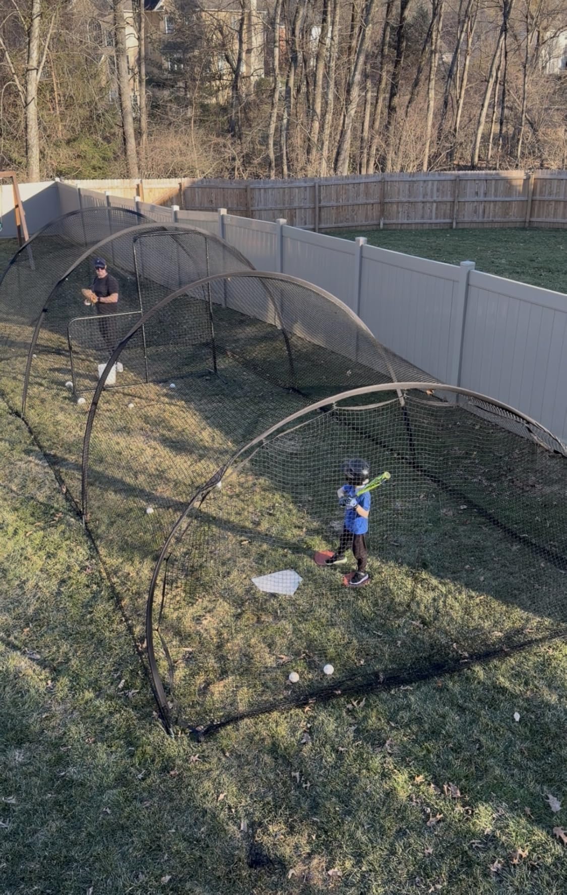 ZivPlay Baseball Batting Cage Net Batting Cages for Backyard Portable Pop Up Cage for Baseball and Softball with Pitching Machine Hole and Detachable Door (30ftx12ftx8ft) customer photo 1