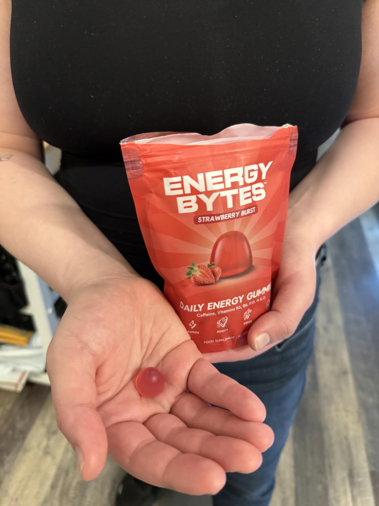 Energy Bytes Daily Energy Gummies - Fast Acting Energy Chews with Caffeine & Vitamins B3 B6 B12 A & D - Stay Focused and Energised Through Your Day - 60 Bytes customer photo 1