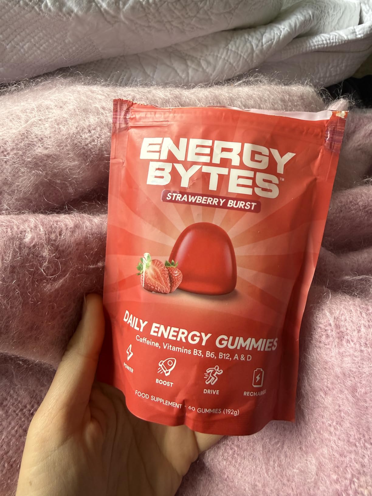 Energy Bytes Daily Energy Gummies - Fast Acting Energy Chews with Caffeine & Vitamins B3 B6 B12 A & D - Stay Focused and Energised Through Your Day - 60 Bytes customer photo 2