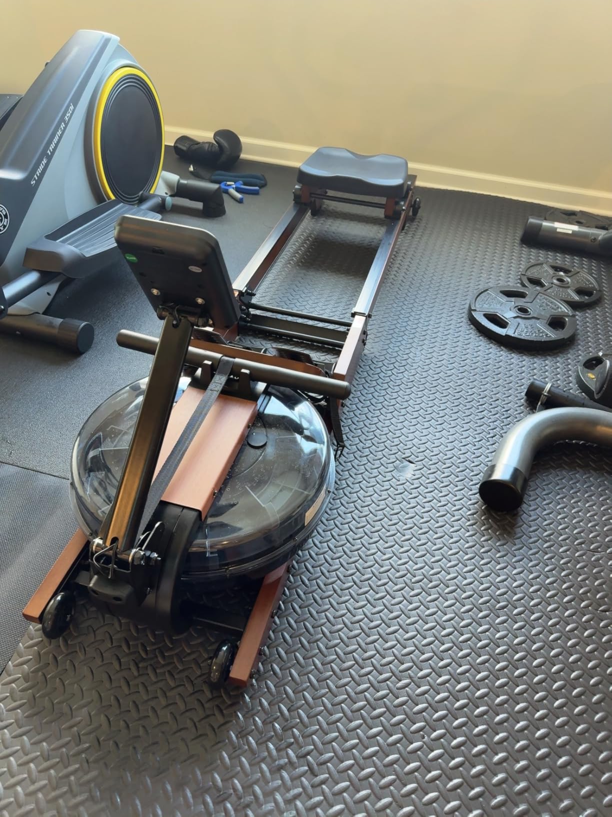 Dripex Water Rowing Machines for Home, Foldable Row Machine with 400LBS Weight Capacity, Rower Machine with Dedicated LCD Monitor, Comfortable Seat, Bluetooth App Compatible for Home Gym Exercise customer photo 2