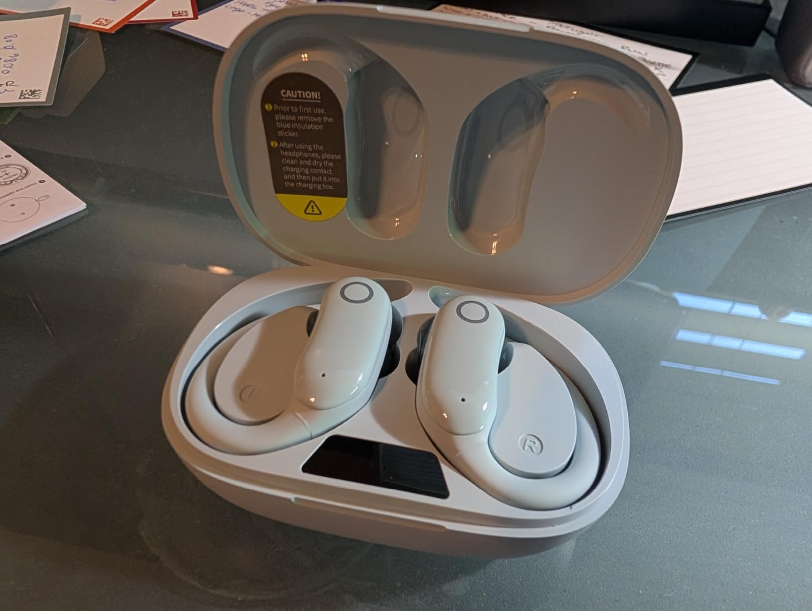 GNMN Active Noise Cancelling Ear Buds Wireless Earbuds 96hrs Playback Bluetooth Headphones Dual Battery Display Stereo Bass Earphones with Earhooks Microphone IPX7 Waterproof for Sports/Runing/Workout customer photo 2