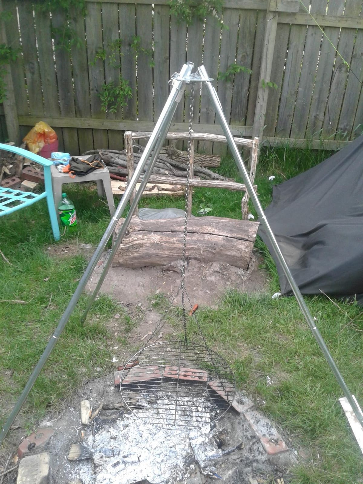 Coleman Tripod Campfire Grill & Lantern Hanger, Grill Grate with Adjustable Height for Cooking Over Fire, Steel Firepit Cooking Rack customer photo 1
