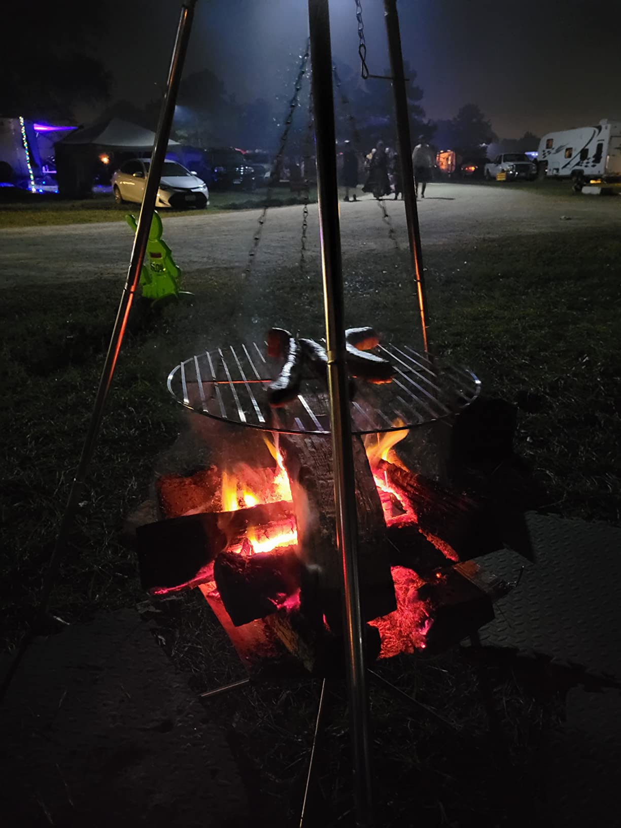 Coleman Tripod Campfire Grill & Lantern Hanger, Grill Grate with Adjustable Height for Cooking Over Fire, Steel Firepit Cooking Rack customer photo 2
