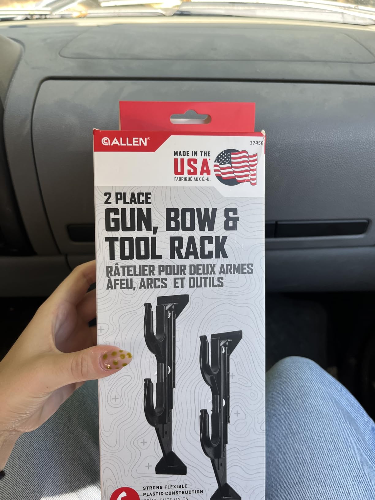 Allen Company Molded Truck Gun Rack for Rear Window - Gun Holder for Two Shotguns, Rifles, Bows, or Tools - Adjustable 9.5